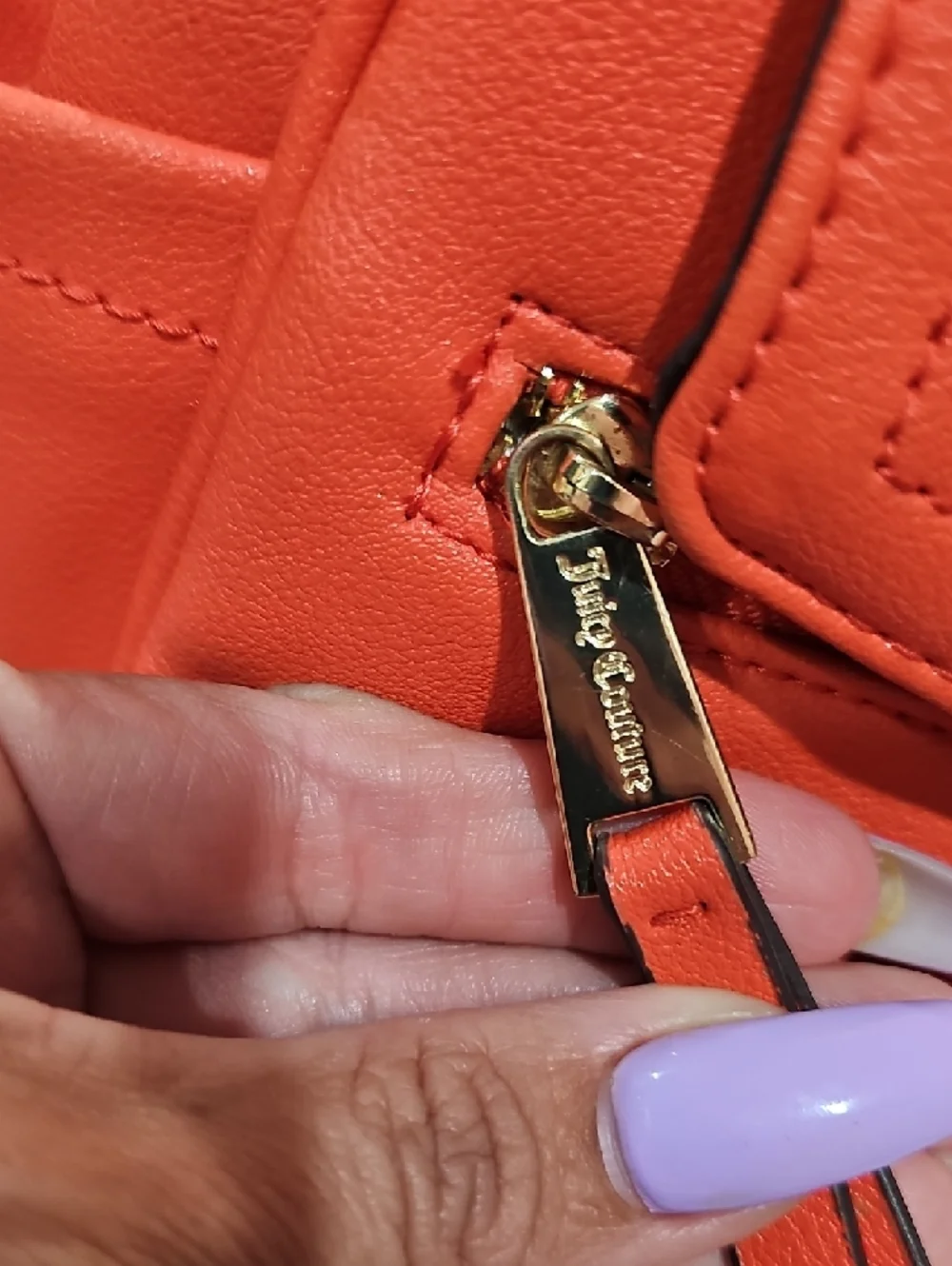 Juicy Couture Orange Mini Backpack with Gold Turn-Lock Detail